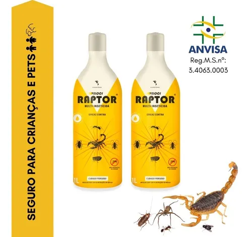 comprar 2 Raptor Veneno Mata Escorpião Formiga Barata Pulga Insetos