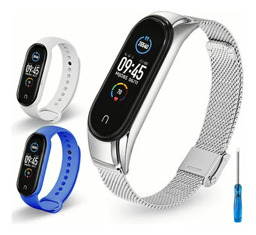 Correa Xiaomi Mi Band 5 Metal Plata