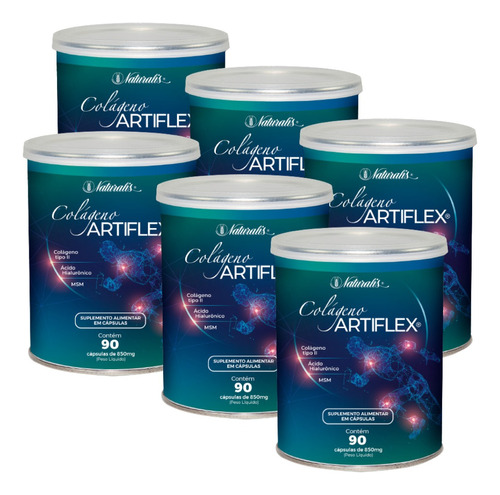 Colágeno Artiflex Naturalis Acido Hialurônico 90 Caps Com 6