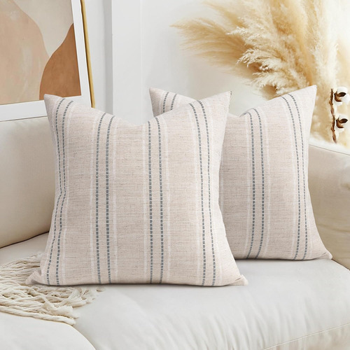 Funda De Almohada Decorativa De Lino De Granja De Estilo Ael