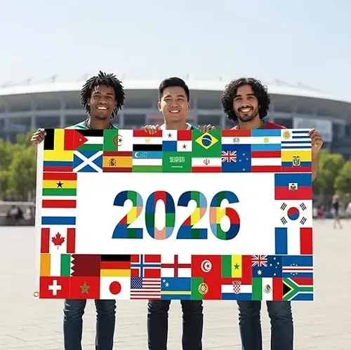 Gh Ax/ Bandeira Da Copa Do Mundo De 2026 Tamanho 60 X 90