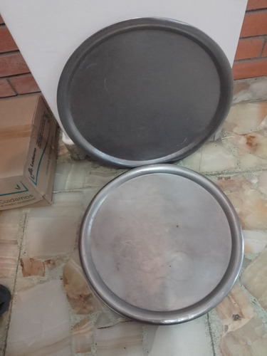 3 Bandejas De Mozo Acero Pesado 45 Cm Plateado (Usado)