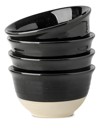 Cuencos Hasense, De Porcelana, Cap 1.18 L, Negro, 4 Piezas