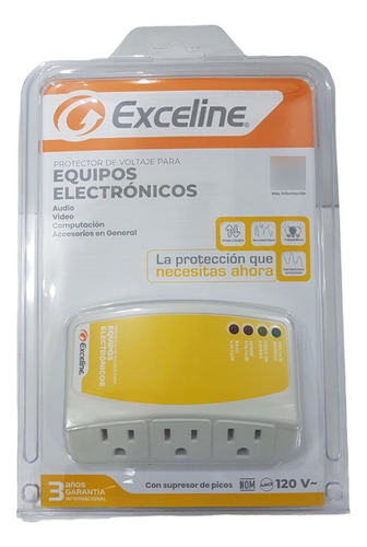 Protector Para Equipos Electronicos 3 Tomas 120v Exceline