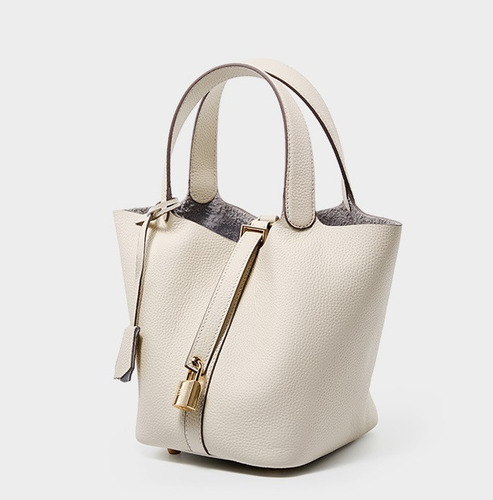2024 Nuevo Bolso Cuero Genuino Bolso Tipo Cubo Piel Vaca