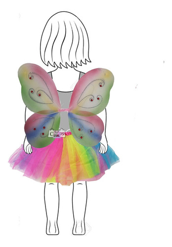 Disfraz Mariposa Hada Tutu Y Alas Kit De Colores Para Niñas