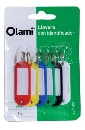 Llaveros Identificadores X6 Unidades Colores Surtidos Olami