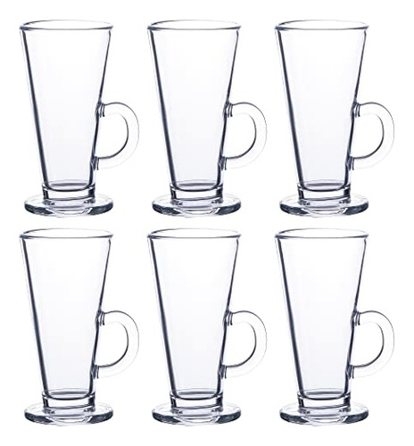Conjunto 6 Tazas Transparentes 250ml Para Café, Capuchino Y