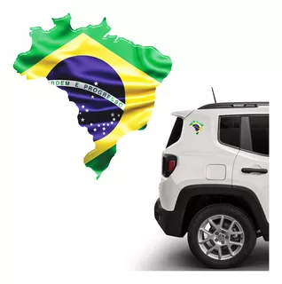 Bandeira Brasil Mapa Geográfico Adesivo Resinado Decorativo