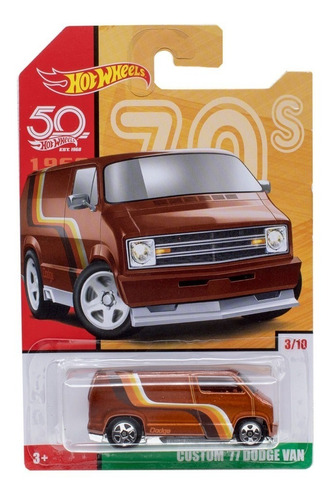 Custom 77 Dodge Van 50 Años  Hot Wheels 3/10 Color Cafe