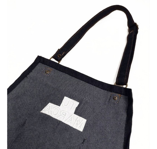Delantal De Jean Y Cuero Vacuno Bordado Con Tu Marca O Logo
