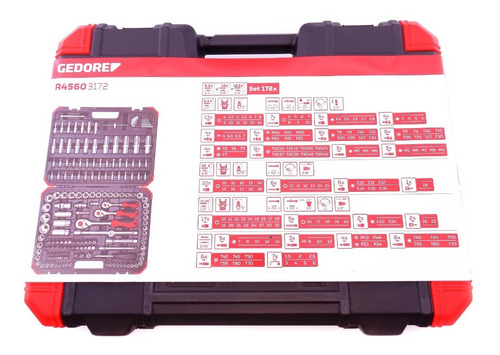 Imagem 6 de 9 de Jogo Soquetes Gedore Red Kit Ferramentas 172 Peças R45603172