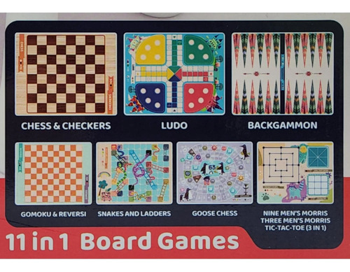 Mesa Juego 11 En 1 Ajedrez, Ludo, Serpiente, Damas Y Más