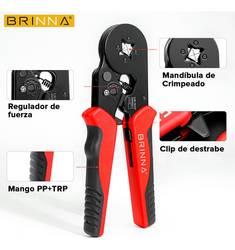 Pinza Crimpeadora Brinna + 400 Punteras Tubulares Tiff