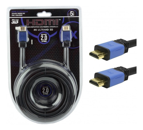 Cabo Hdmi 5m Blindado 2.0 Ethernet 5 Metros 4k 3d 2160p