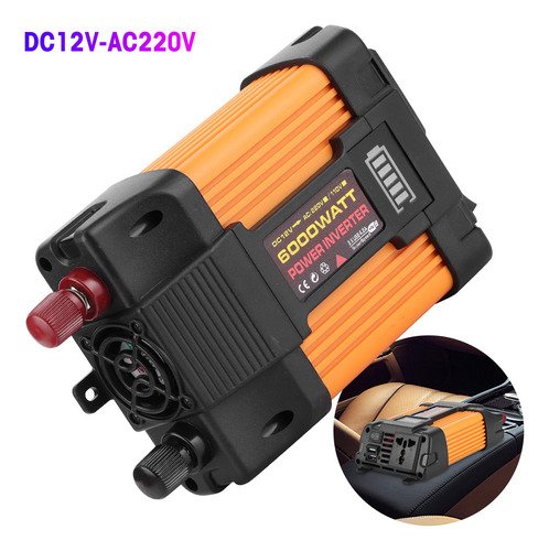 Convertidor De Corriente Para Automóvil, Doble Usb, Onda Sin