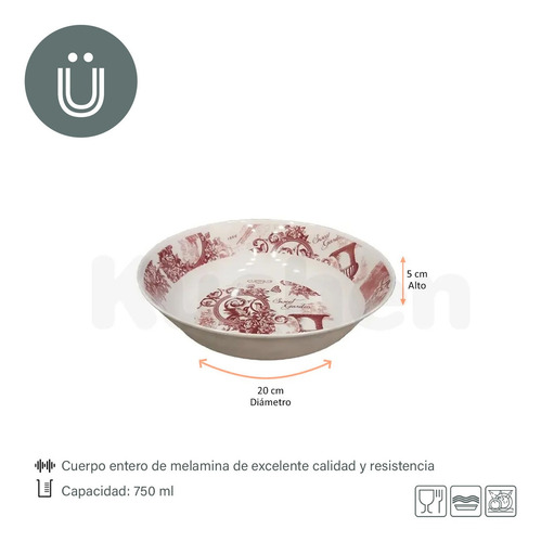 Ensaladera Bowl De Melamina 20 Cm Kuchen
