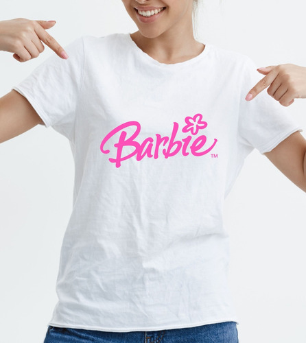 Playera Mujer Personalizada Barbie Algodon Logo Flor