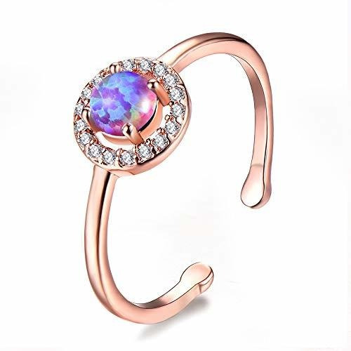 Anillos - 14k Rose Gold Plated Opal Ring Adjustable Gold Rin