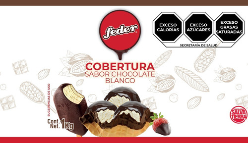 Cobertura Blanca P/helados Sabor Chocolate 1kg, Marca Feder.