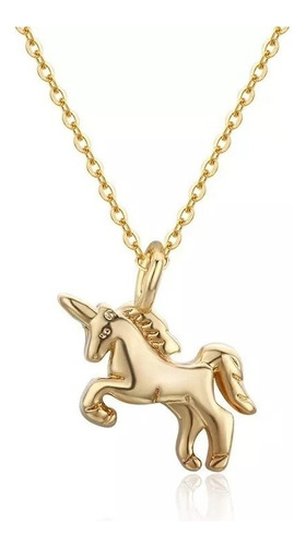 Hermoso Collar Unicornio Oro 14k Lam 45 Cm Estuche