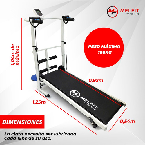 Cinta Caminadora Magnética Melfit Rodillos Sin Motor Color BLANCO MF100