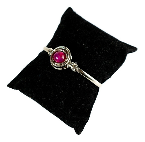 Brazalete Alpaca Mujer Pulsera Agata Rosa Talle 2