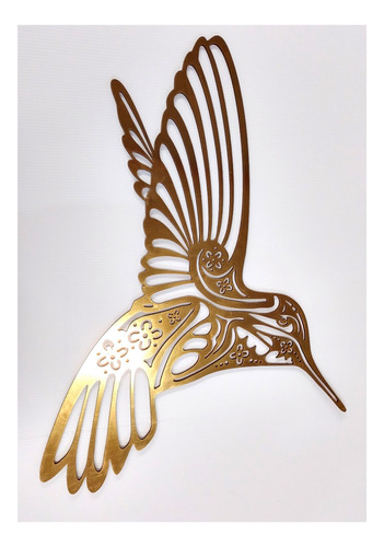 Colibri Cuadro Decorativo Oro Con Recubrimiento Metálico 