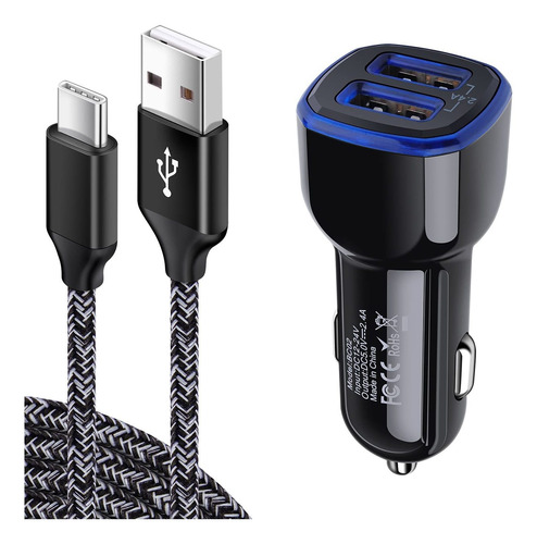 Cargador Vehiculo Rapido Usb Telefono Dual Cable Tipo S9