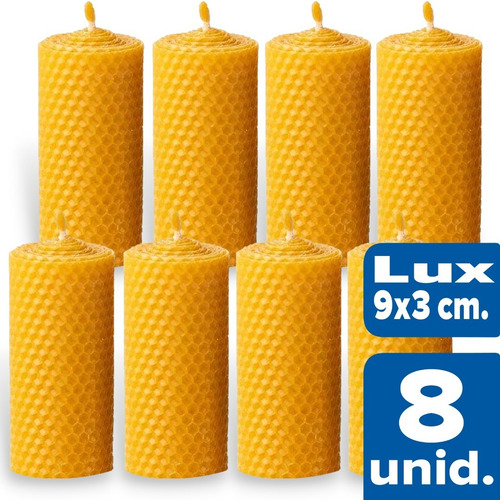Imagen 1 de 1 de Velas Cera De Abeja, Set 8 Unidades 9x3cm