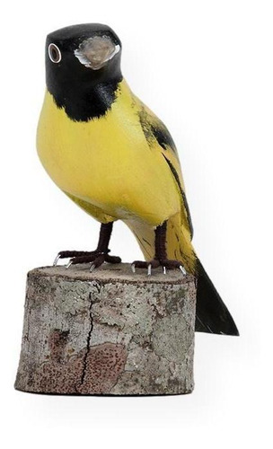 Escultura Em Madeira: Pássaro Pintassilgo (175