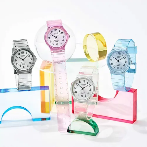 Reloj Casio Mq-24s-8b Gris Malla Trasparente Microcentro