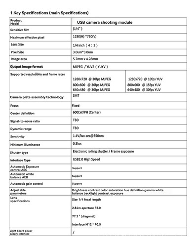 Módulo De Cámara De 100 Grados Ov9732 De 4 Piezas, 1 Mp, 128