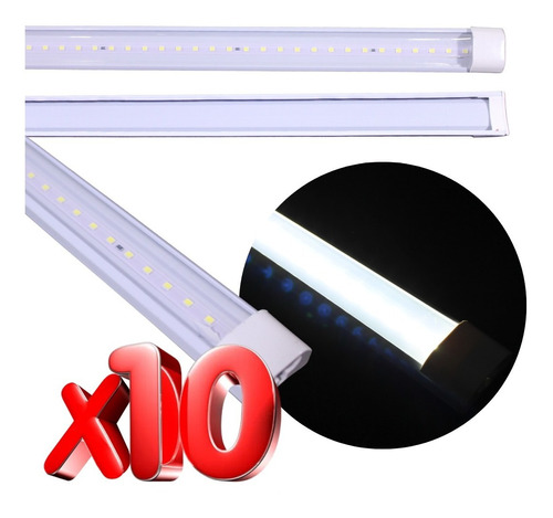 Paquete De 10 Regletas Tubo Led Con Conector Integrado 22w Color Blanco