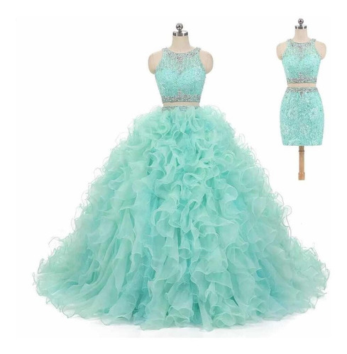 Vestido De Xv Años Verde Menta Desmontable Con Crinolina | Meses sin intereses Vestido De Xv Años Verde Menta Desmontable Con Crinolina | Meses sin intereses