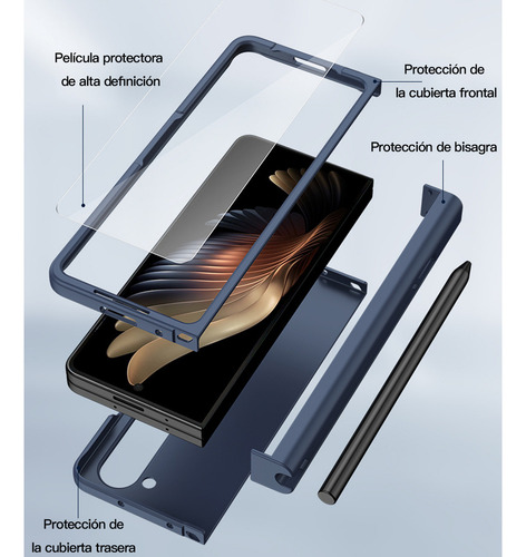 Muy Buena Funda Para Samsung Zfold5/6, Funda Protectora Para Uso Rudo, Micrófono Y Bolígrafo