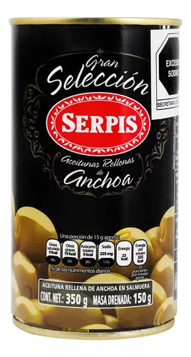 Serpis Aceitunas Rellenas de Anchoa, 350 g