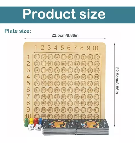 Jogo de Tabuleiro de Madeira para Multiplicação Montessori Brinquedos Educativos  Matemática