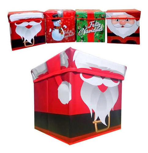 Puff Plegable Navideño Caja De Regalo 