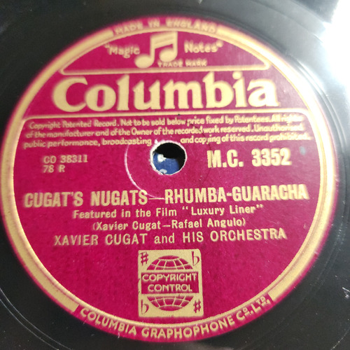 Pasta Xavier Cugat And His Orchestra Columbia C609