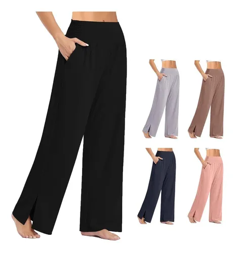 Pantalones Anchos Casuales Sueltos Algodón Para Mujer