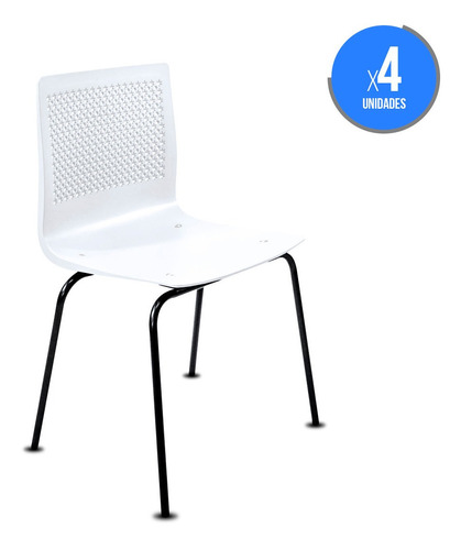 Silla Plástica Apilable Cocina Comedor Hogar Anana Patas De Acero Negro Pack X4 + Envio Gratis - Garantia Fabrica 