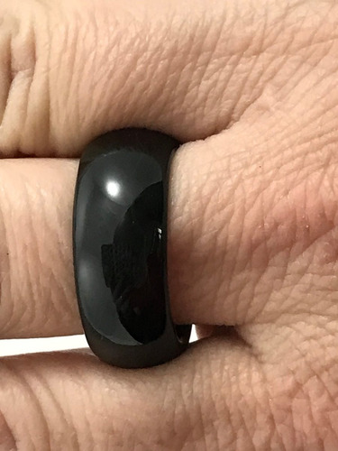 Imagem 5 de 6 de Anel Jade Preto Unissex 1 Cm Largura Nº 24
