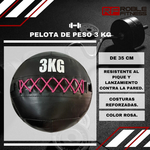 Imagen 3 de 8 de Medicine Ball 3 Kg Crossfit Pelota Sin Pique Reforzada
