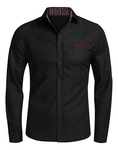 Camisa Vaquera Ajustada Para Hombre, Camisa Tipo Cárdigan