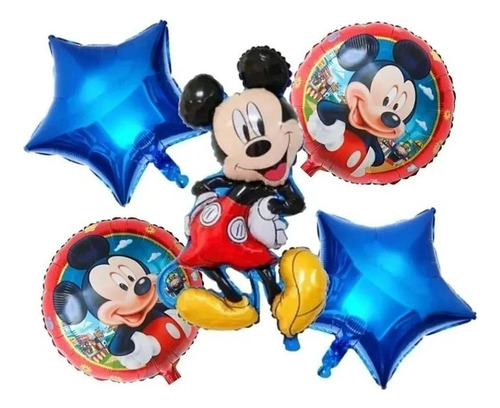 Set 5 Globos Metálicos Mickey Mouse Cumpleaños