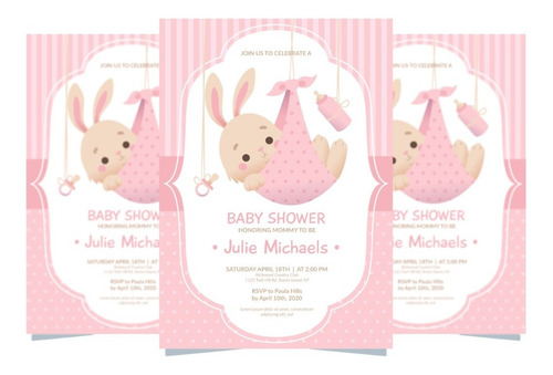 20 Tarjetas Invitaciones Baby Shower 13x9.5cm