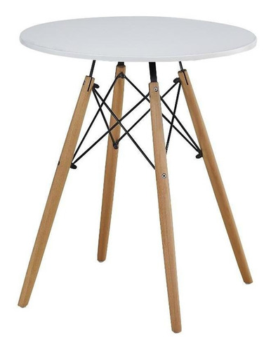 Mesa de comedor redonda Eames Travel Max de 80 cm, color blanco