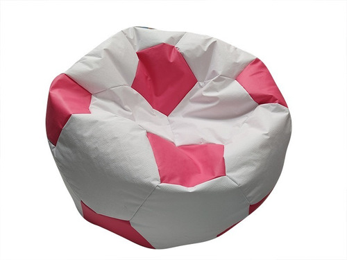 Sillón Puff Balón Soccer Blanco/rosa Para Adulto 100kg