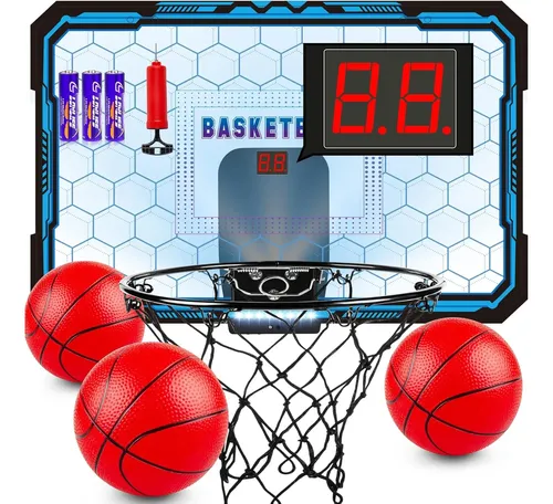 Aro De Baloncesto Para Puerta Con Luz LED Y Marcador | Altura Ajustable Para Niños | Regalo De Navidad Y Cumpleaños